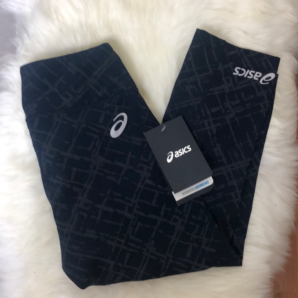 NWT ASICS XS Running Womens Leggings Navy & Grey
